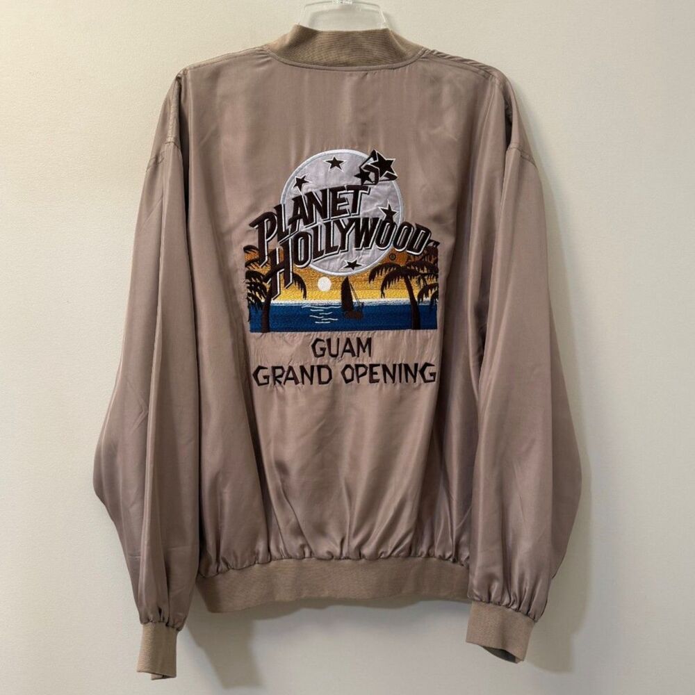 Vintage Rare 90s Planet Hollywood Guam Grand Opening 100% Silk Jacket XL